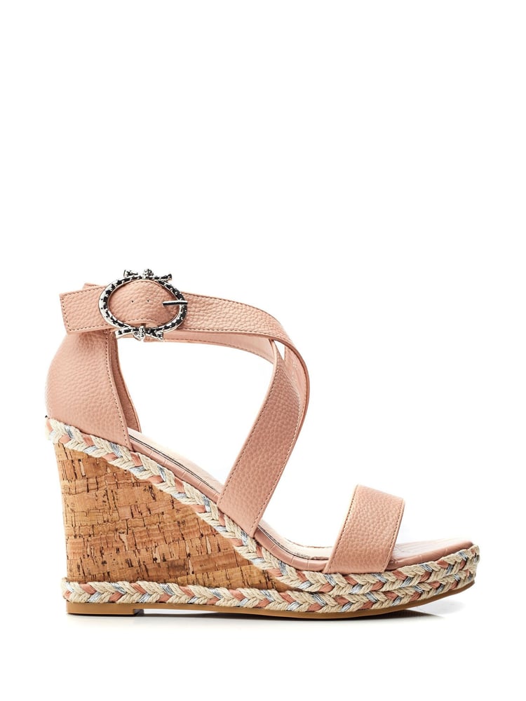 Moda In Pelle Natural Pursuit Cross-Over Strap Wedge Sandals - Image 1 of 4