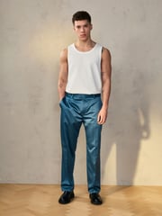 Blue EDIT Satin Trousers - Image 1 of 9