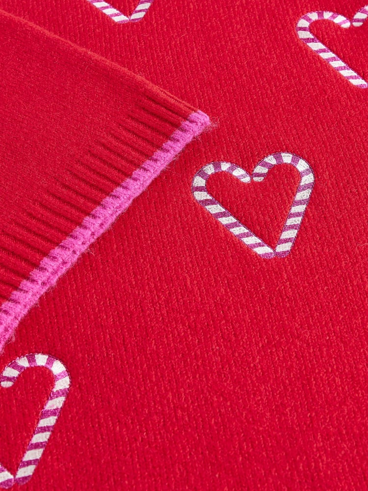 Red Candy Cane Heart Knitted Christmas Jumper - Image 10 of 10