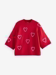 Red Candy Cane Heart Knitted Christmas Jumper - Image 7 of 10