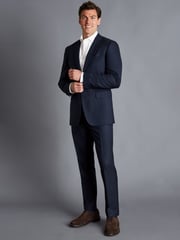 Charles Tyrwhitt Blue Slim Fit End On End Ultimate Performance Suit: Trousers - Image 3 of 4