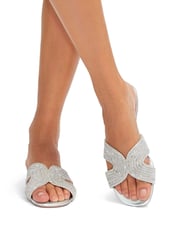 Carvela Chrome Gala Mule Jewel Sandals - Image 1 of 4