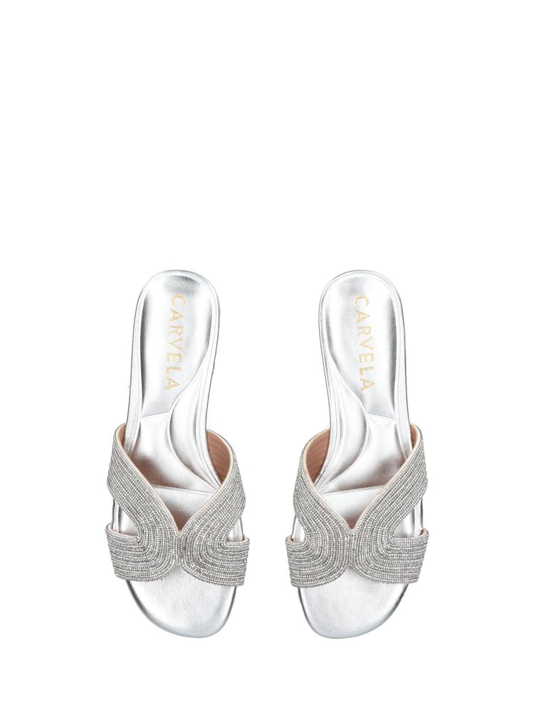 Carvela Chrome Gala Mule Jewel Sandals - Image 2 of 4