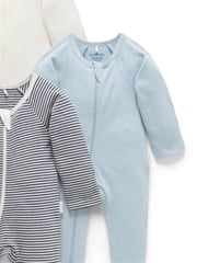 Purebaby Blue Zip 100% Cotton Sleepsuit 4 Pack - Image 2 of 5