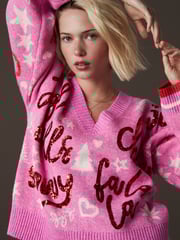 Pink Bright Knitted Christmas Jumper - Image 1 of 8