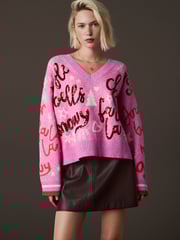 Pink Bright Knitted Christmas Jumper - Image 3 of 8