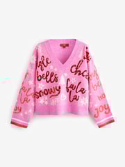Pink Bright Knitted Christmas Jumper - Image 6 of 8