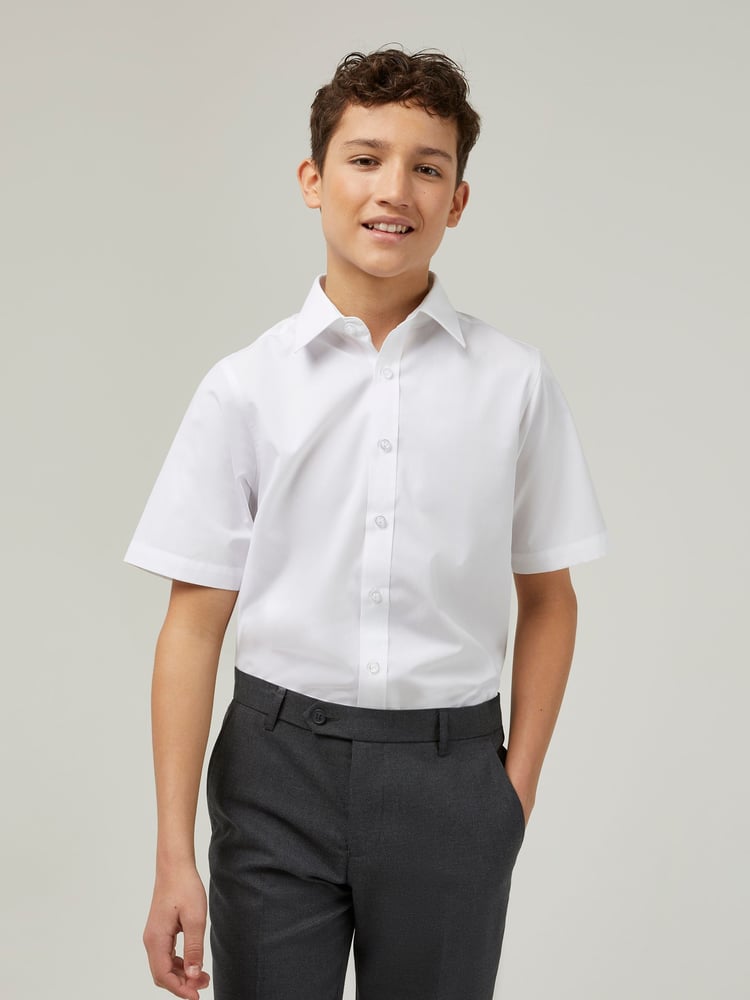 Trutex White Regular Fit Short Sleeve 3 Pack School Shirts - Image 1 of 7