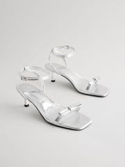 Silver Forever Comfort Square Toe Bow Sandals - Image 2 of 7