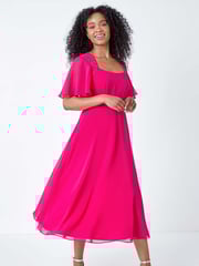 Roman Pink Shimmer Pleated Midi Dress - Image 1 of 5
