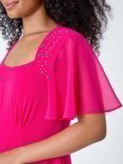 Roman Pink Shimmer Pleated Midi Dress - Image 5 of 5