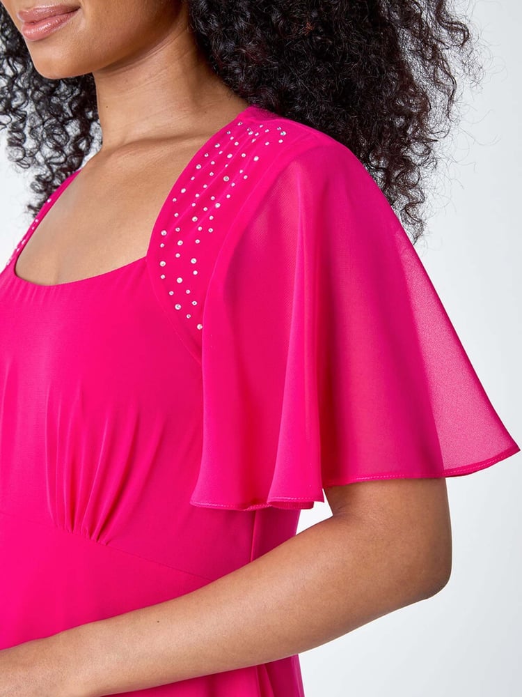 Roman Pink Shimmer Pleated Midi Dress - Image 5 of 5
