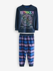 Multi Bright Gamer/Football 2 Pack Long Sleeve Woven Check 100% Cotton Pyjamas (3-16yrs) - Image 5 of 10