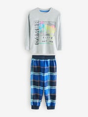 Multi Bright Gamer/Football 2 Pack Long Sleeve Woven Check 100% Cotton Pyjamas (3-16yrs) - Image 6 of 10