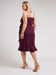 Yours Curve Purple London Ruffle Wrap Dress - Image 3 of 5