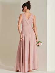Jolie Moi Mauve Pink Pleated Bodice Chiffon Maxi Dress - Image 2 of 6