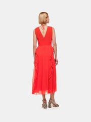 Whistles Red Nellie Frill Detail Midi Dress - Image 3 of 4