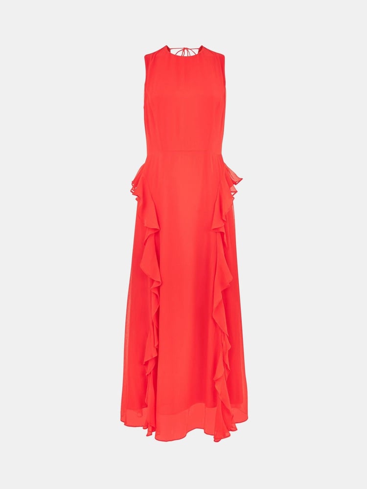Whistles Red Nellie Frill Detail Midi Dress - Image 4 of 4