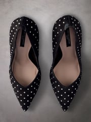 Black Tabitha Simmons Lola Leather Studded Point Heels - Image 10 of 14