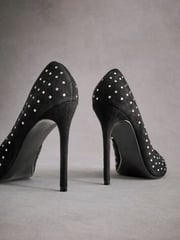 Black Tabitha Simmons Lola Leather Studded Point Heels - Image 12 of 14