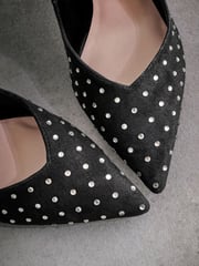 Black Tabitha Simmons Lola Leather Studded Point Heels - Image 13 of 14