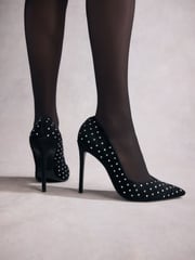 Black Tabitha Simmons Lola Leather Studded Point Heels - Image 3 of 14