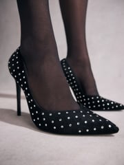Black Tabitha Simmons Lola Leather Studded Point Heels - Image 5 of 14