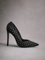 Black Tabitha Simmons Lola Leather Studded Point Heels - Image 8 of 14
