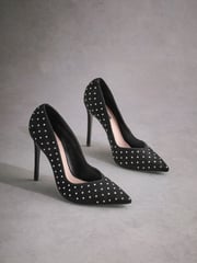 Black Tabitha Simmons Lola Leather Studded Point Heels - Image 9 of 14