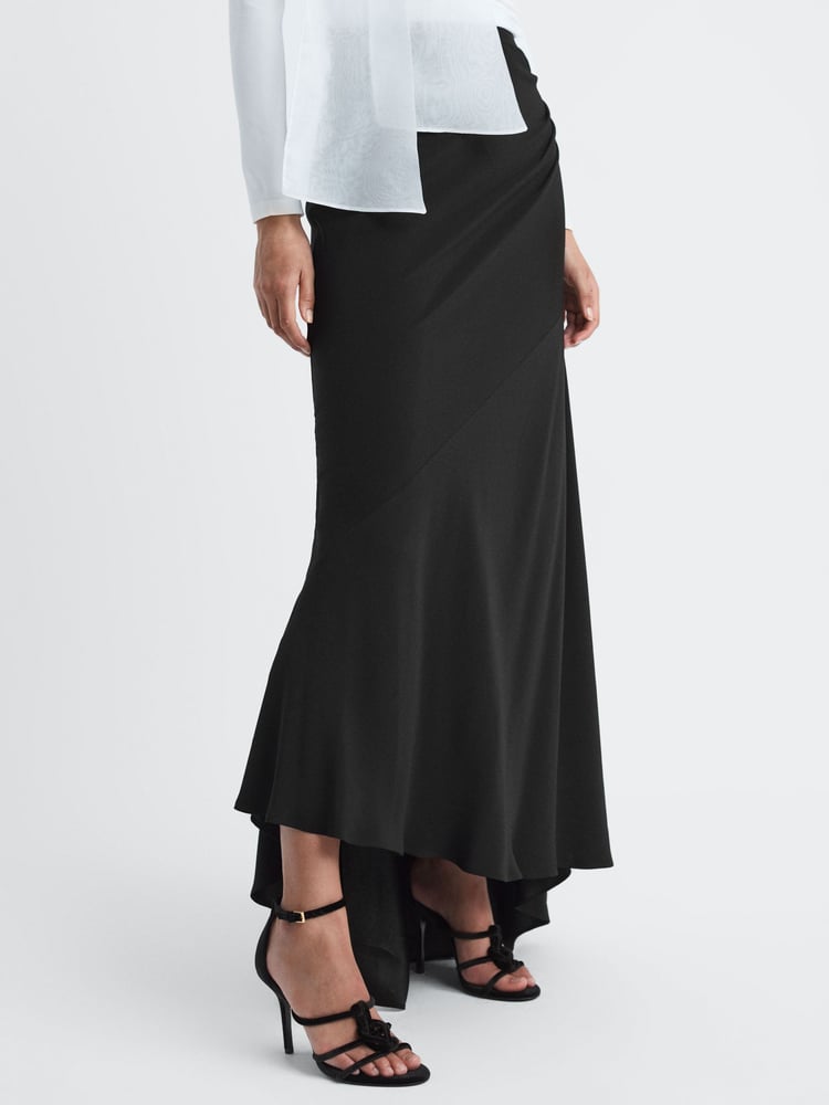 Reiss Black Maxine High Rise Fitted Maxi Skirt - Image 1 of 4