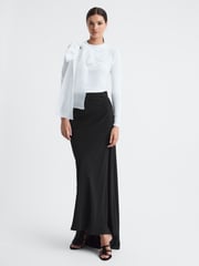 Reiss Black Maxine High Rise Fitted Maxi Skirt - Image 3 of 4