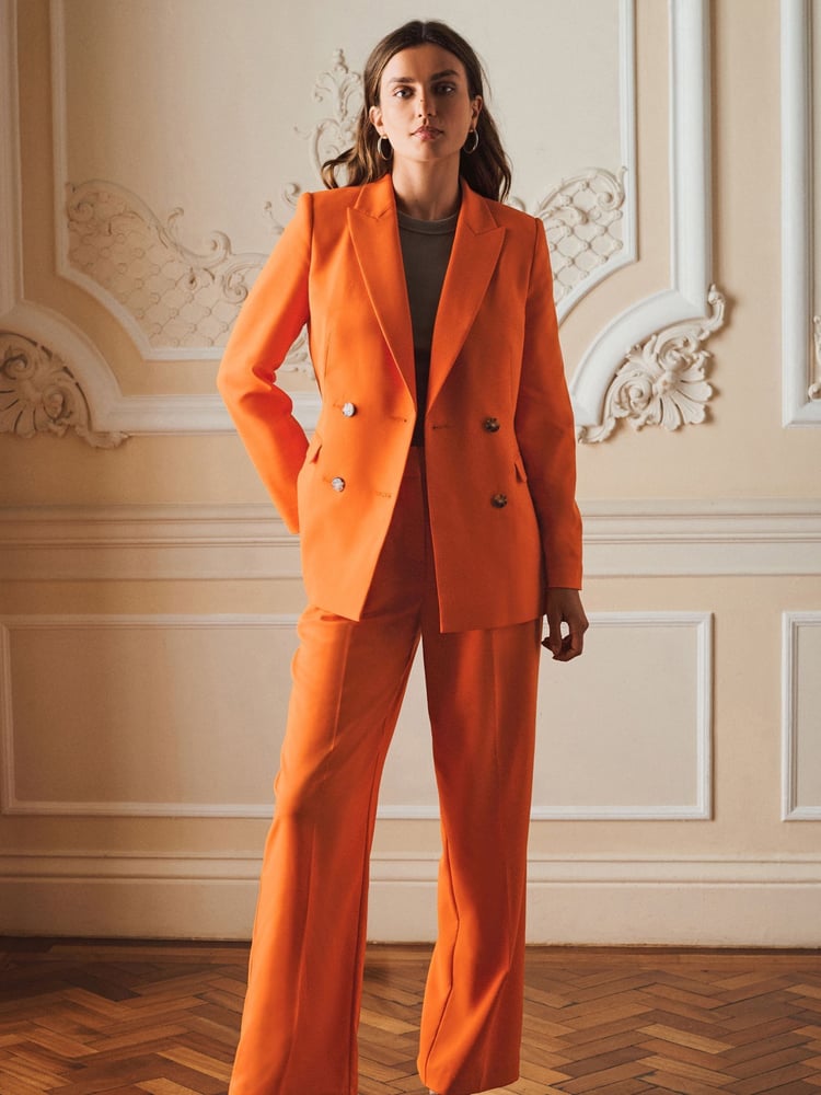 Orange Tailored Wide Leg Trousers - Image 2 of 5