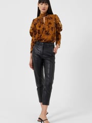 French Connection Crolenda Pu Tapered Black Trousers - Image 1 of 4