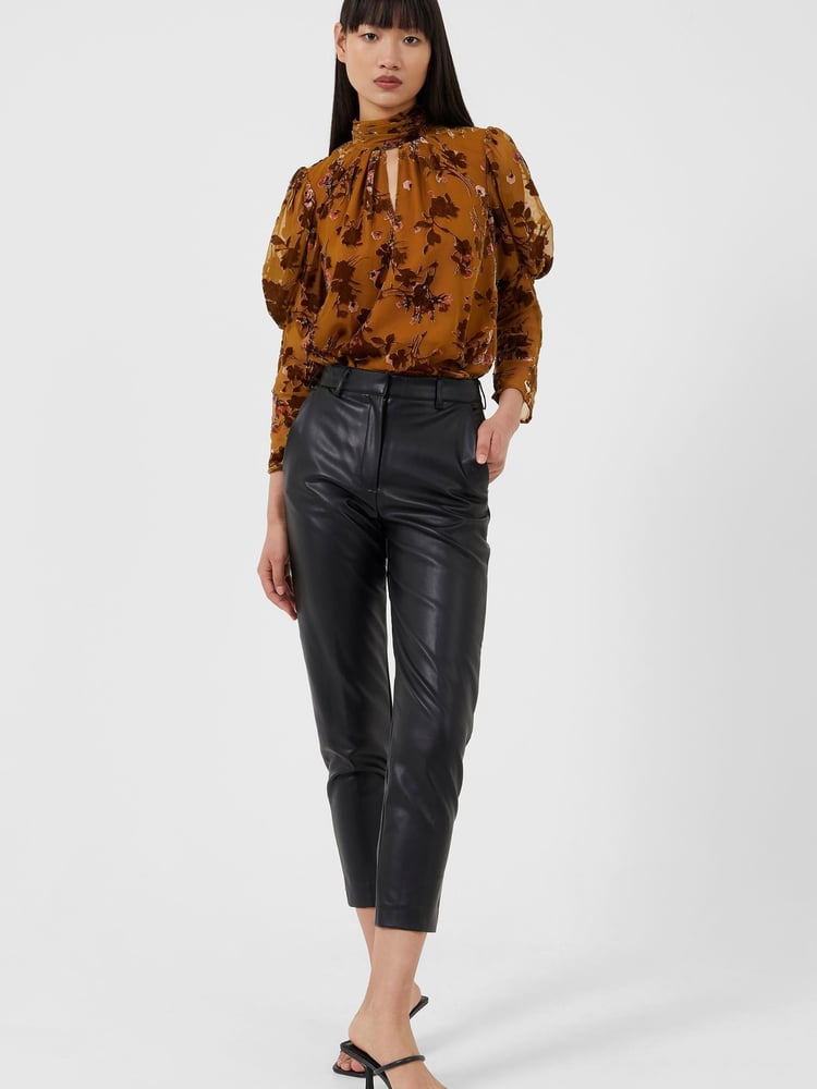 French Connection Crolenda Pu Tapered Black Trousers - Image 1 of 4