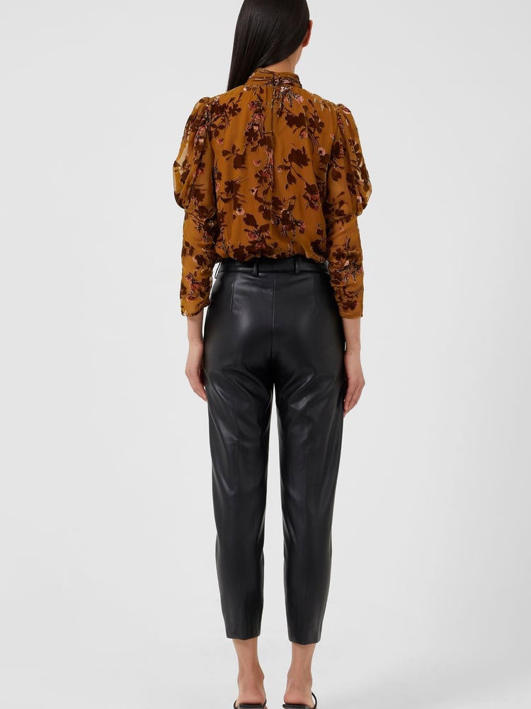 French Connection Crolenda Pu Tapered Black Trousers - Image 2 of 4