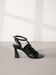 Black Signature Leather Bow Sandals - Image 2 of 6