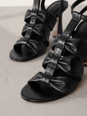 Black Signature Leather Bow Sandals - Image 3 of 6