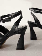 Black Signature Leather Bow Sandals - Image 4 of 6