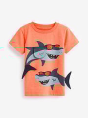Blue/Pink Shark Character Short Sleeve T-Shirts 3 Pack (3mths-7yrs) - Image 2 of 5