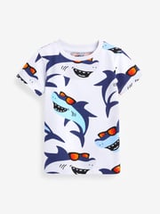 Blue/Pink Shark Character Short Sleeve T-Shirts 3 Pack (3mths-7yrs) - Image 3 of 5