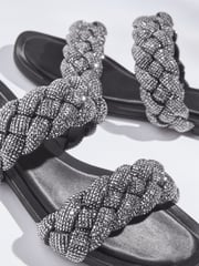 Black Forever Comfort® Jewelled Braided Sandals - Image 5 of 5
