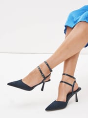 Navy Blue Forever Comfort® Point Toe Mary Jane Heel Shoes - Image 1 of 5