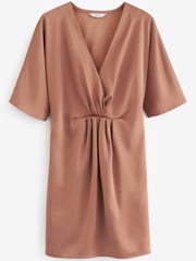 Bronze Brown Satin Draped Mini Dress - Image 5 of 5