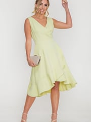 Jolie Moi Eliza Yellow Frill Hem Dress - Image 1 of 5