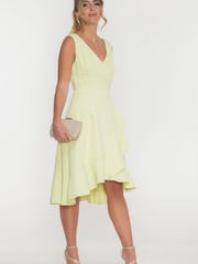 Jolie Moi Eliza Yellow Frill Hem Dress - Image 4 of 5