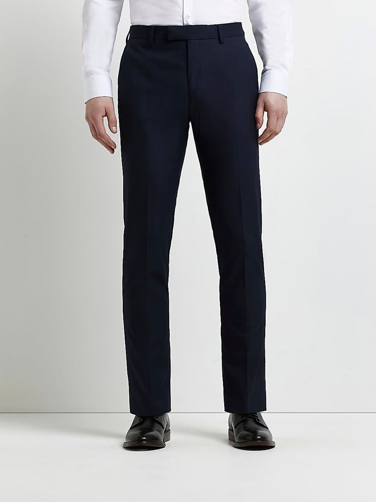 River Island Blue Twill Skinny Fit Trousers - Image 1 of 5