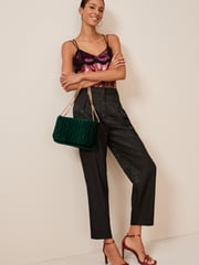 Black Satin Jacquard Trousers - Image 1 of 4