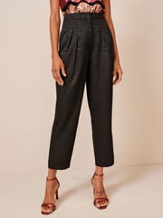 Black Satin Jacquard Trousers - Image 2 of 4