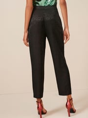 Black Satin Jacquard Trousers - Image 3 of 4