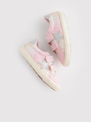 Pink Wide Fit (G) Glitter Star Trainers - Image 2 of 6